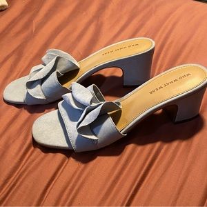 Chunky Dusty blue heels - Who What Where Zadie
